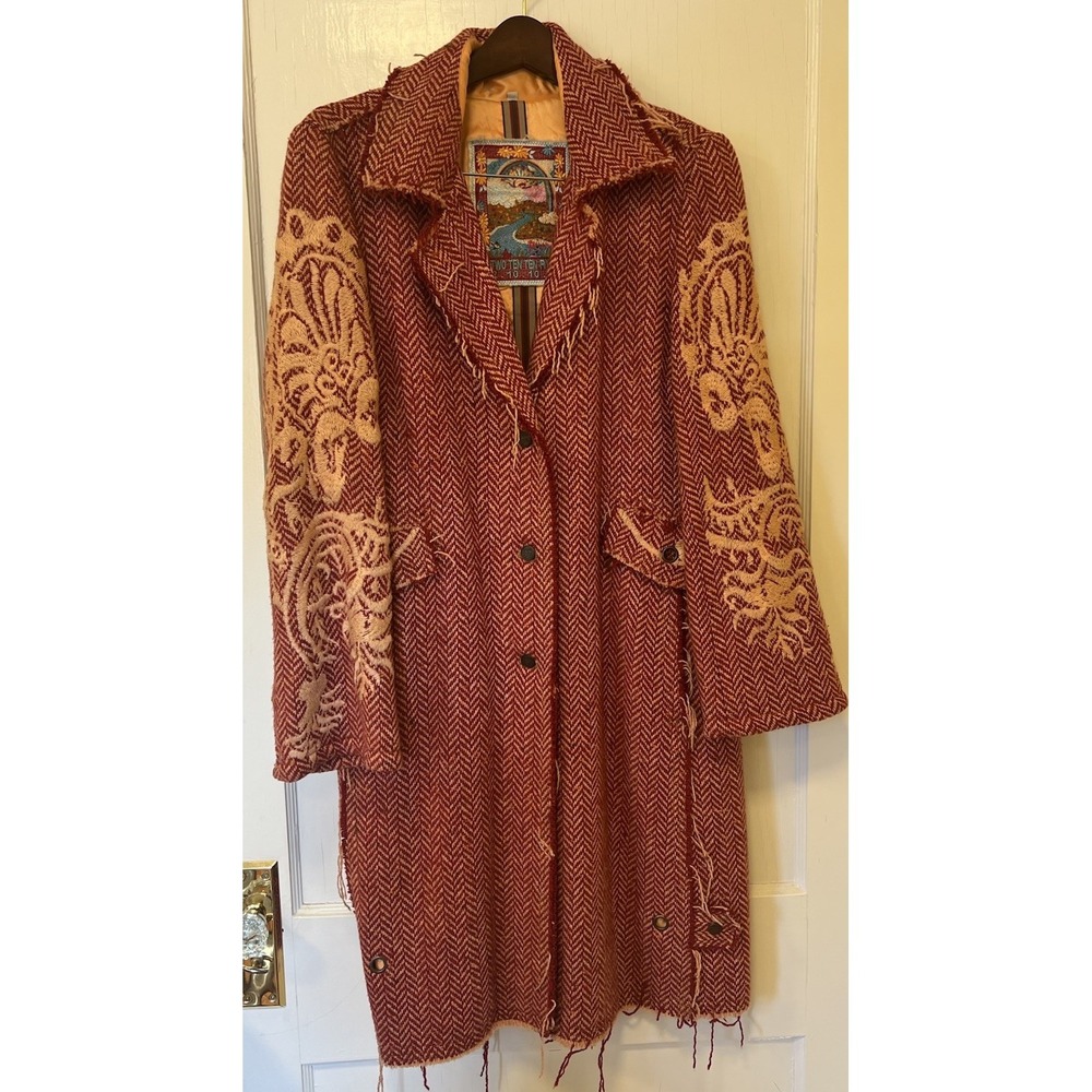 Two Ten Ten Five Biya Embroidered Coat Boho Chic Statement Johnny Was Sz-L Y2K